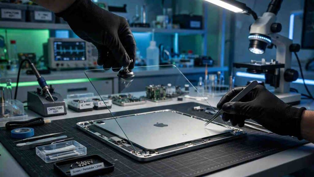 Professional iPad screen and battery replacement service by certified technicians at iFonewala Gaffar Market Delhi